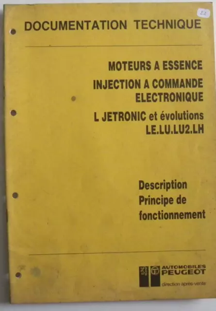 Manuel d'atelier PEUGEOT moteur essence Injection ref 3564 de 06/86