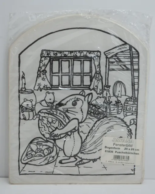 Cuadro de ventana con Guttalines 20 x 25 cm, "ardilla de empujón", pintura de seda