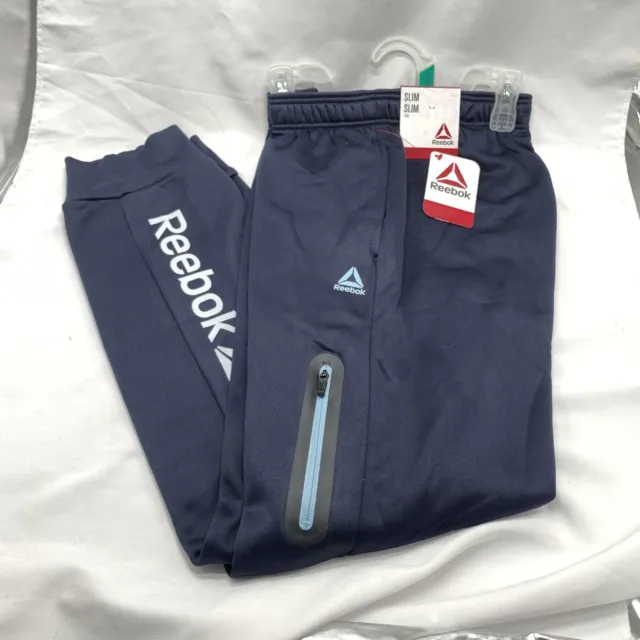 Reebok Power Up Jogger Pants Youth Large 10/12 Slim fit NWT Navy Blue