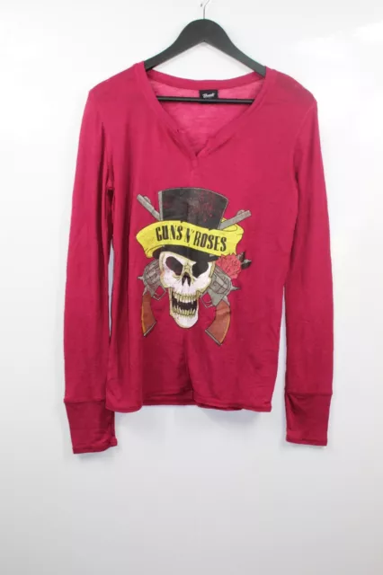 Bravado Women's Pink Guns N Roses Long Sleeve Casual T-Shirt Size M Medium