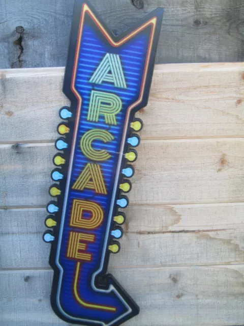 ARCADE Arrow GAME Wood Prism COOL SIGN VINTAGE LOOK VIDEO PINBALL COIN AMUSEMENT 2