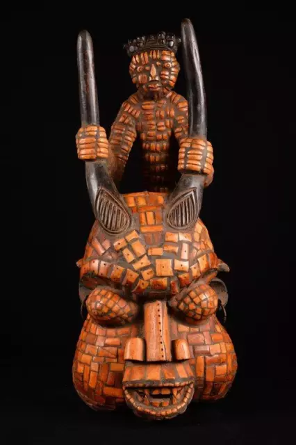 11260 African Old Bamileke / Bamun Helmet Mask Cameroon