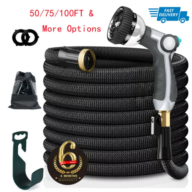 Up to 100FT Garden Hose Expandable  Heavy Duty Water Hose + Metal Hose Nozzle
