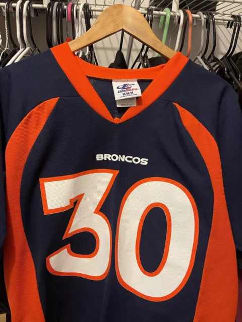 Vintage Denver Broncos Jersey Men Medium Blue Orange Terrell Davis NFL 90s Y2K