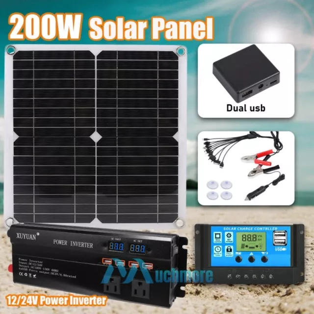 6000W Complete Solar Panel Kit Solar Power Generator 100A Home 110V Grid System