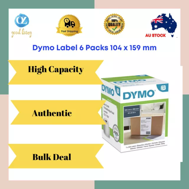 NEW 6x Dymo LabelWriter 4XL/5XL 220 Shipping Labels Rolls 104X159mm eParcel