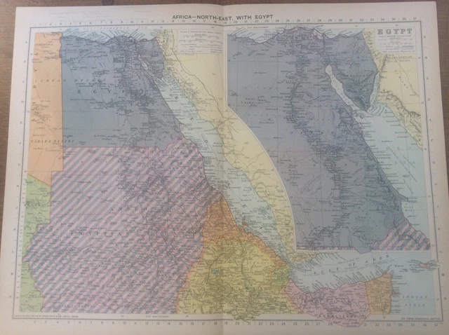 VINTAGE ANTIQUE 1939 Philips Map 20x15 Africa North East with Egypt £16 ...