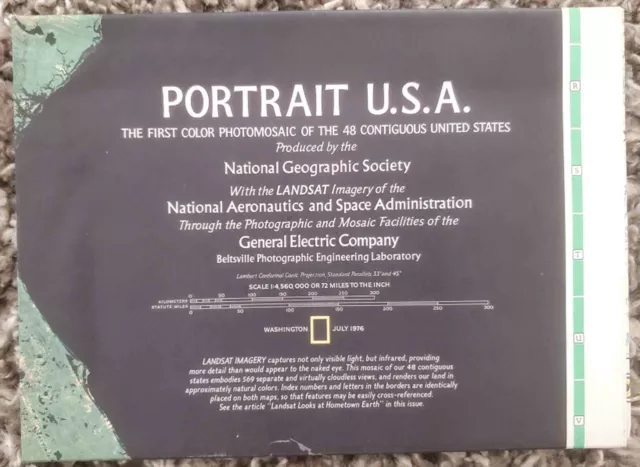 National Geographic Original Nov 1976 Map Of Portrait USA 1st Color Photomosaic