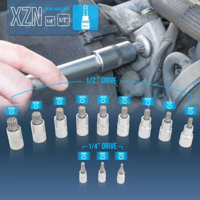 Vielzahn Steckschlüssel Satz Innen M4-M18 Bits Set Innenvielzahn XZN Nüsse 2