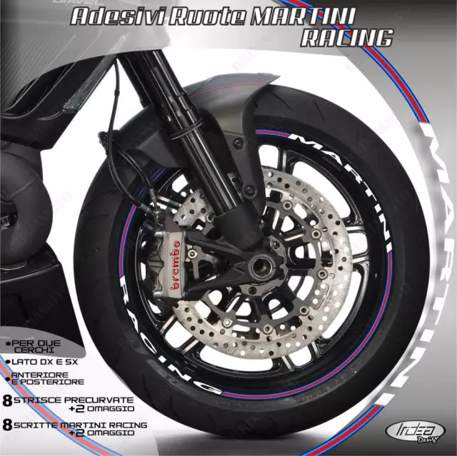 Set Profili Cerchio Adesivi Ruota Martini Racing Compatibile Ducati Hypermotard