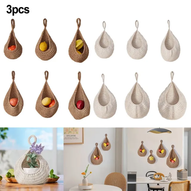 Eleganti Cesti da Parete Rustici Appesi Ideale per Cucina e Ingresso Set di 3