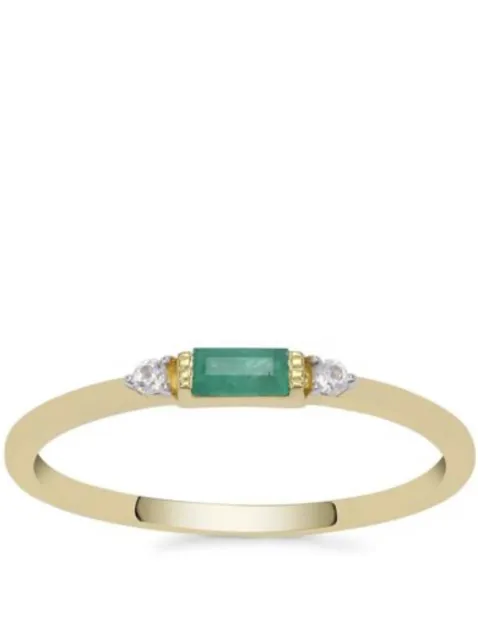 Gemporia Brazilian Emerald Ring With White Zircon In 9K Gold 0.16 CT Size N to O