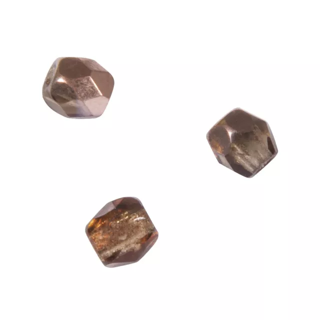 Perle facettée en verre, 3 mm ø, praliné, boîte 100 pièces