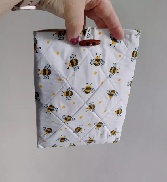 LINDA BOLSA DE LIBROS ELECTRÓNICOS KINDLE ACOLCHADA ABEJA MIEL - Funda gris forrada de algodón 6x8 pulgadas 2