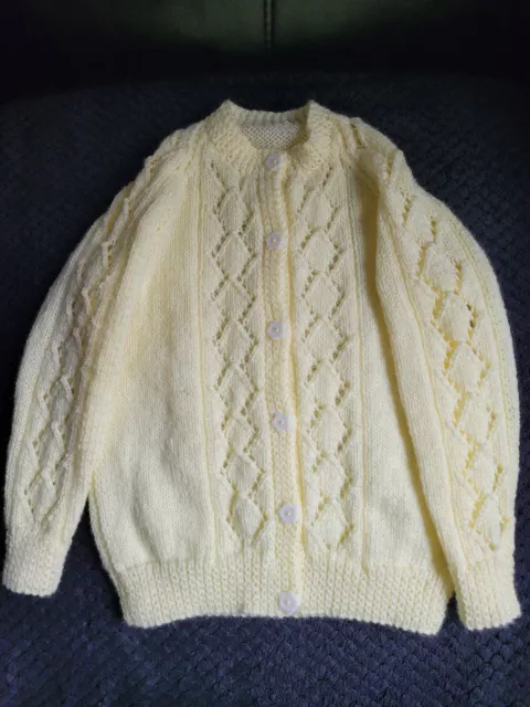 Hand Knit Girls Cardigan Age 3