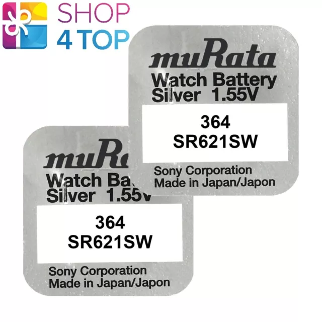 2 Murata 364 SR621SW Batteries Argenté Oxyde 1.55V Watch Batterie 2022 sony Neuf