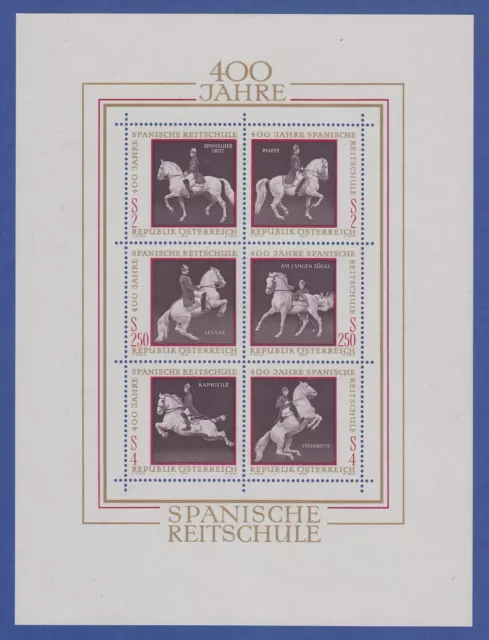 Österreich 1972 Blockausgabe Pferde Spanische Reitschule Mi.-Nr. Bl. 2