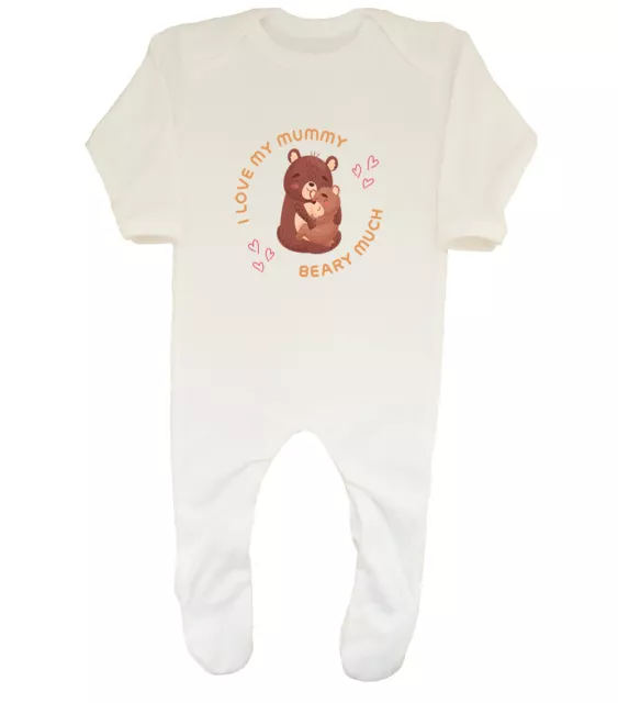 I Love My Mummy Beary Much Baby Grow Sleepsuit Boys Girls