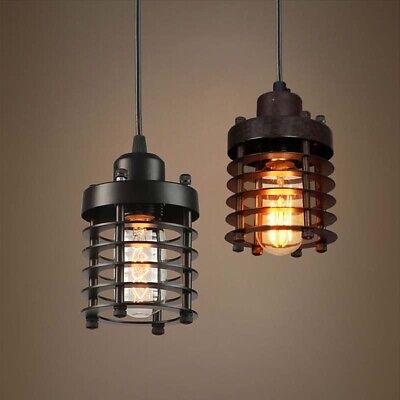 Vintage Industrial Ceiling Light Pendant Lamp Rustic Fixture Wrought Iron Cage