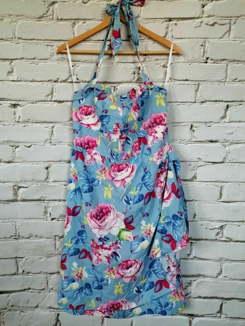 Robe femme FEVER LONDON Gr. EU44 UK16 Robe Robe Robe Abito Fleurs Été