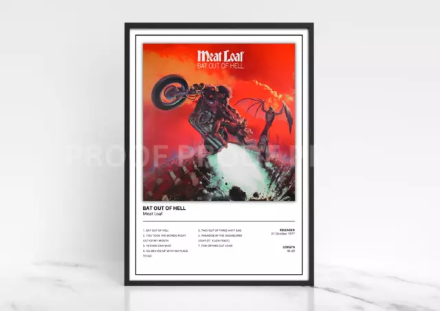 Meat Loaf Bat Out of Hell Album Single Cover Poster / Music Gift A5 A4 A3