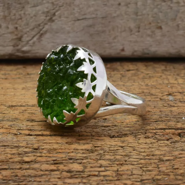 Saint Valentin Moldavite Gemme 925 Argent Bague Toutes Tailles