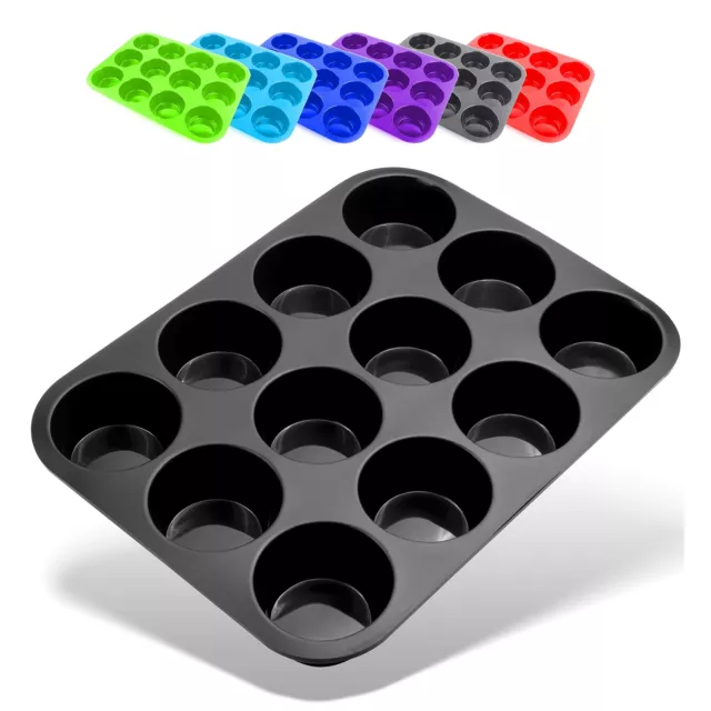 Belmalia moule à muffins pour 12 muffins en silicone anti-adhésif cupcakes br...