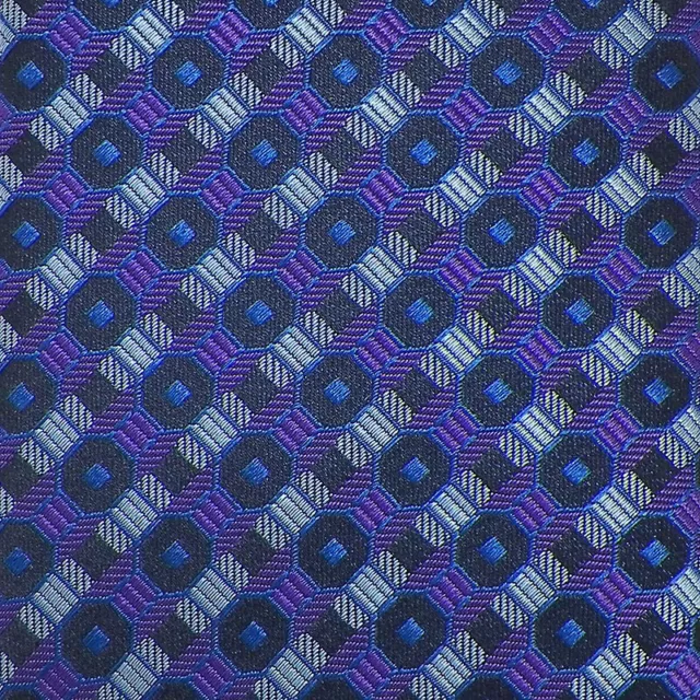 DAVID DONAHUE Mens Purple Navy GEOMETRIC Self-tipped Handmade Woven Silk Tie NWT