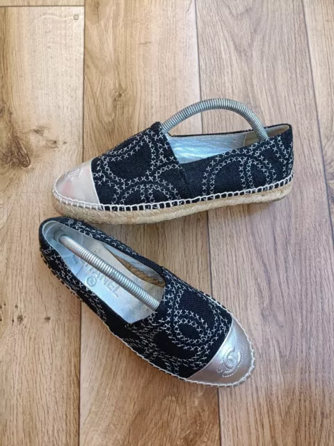 Chanel Tweed Lambskin Cc Espadrille Size 37 Eu, 6.5 Us, 4 Uk