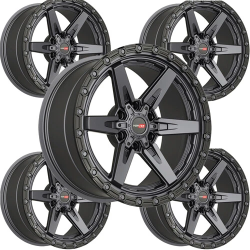 (Set of 5) Vortek VRT-602 17x9 6x135/6x5.5" -12mm Gunmetal Wheels Rims 17" Inch