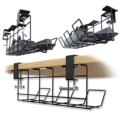 UNDER DESK CABLE Management Tray with Clamps No Drill Under Desk Cord ...