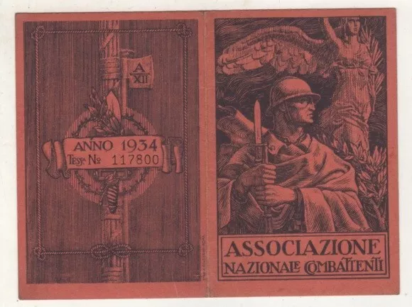 Associazione Nazionale Combattenti Tessera 1934 Fratta Polesine Rovigo