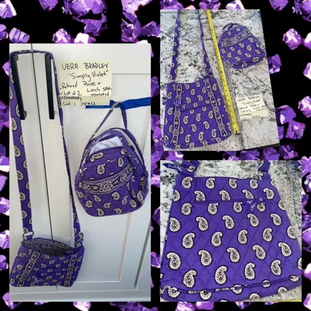 Vera Bradley Crossbody Purse & Lunch Bag Simply Violet pattern Purple Lot SV12