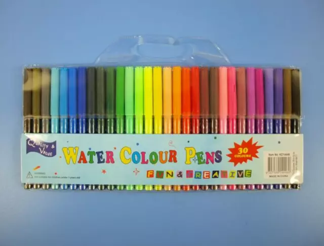 Kids Watercolour Pens Non Toxic Washable Markers in 30 Fun Colours Textas | HYT