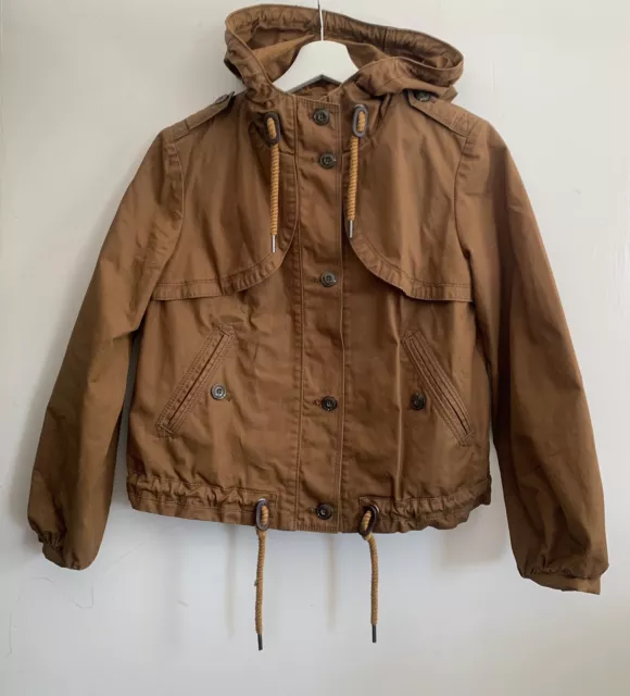 Daughters Of The Liberation Cropped Hooded Jacket Waxed Cotton Rust XS UK6 VGC