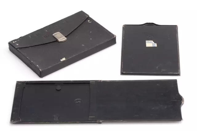 2x Metal Film Holder     10x14cm w. Case Planfilmkassette (1714841813)