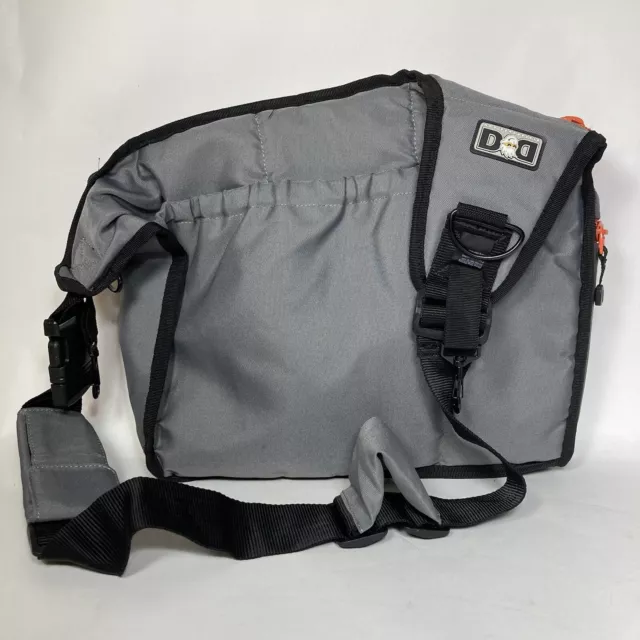 Diaper Dude Messenger Diaper Bag Gray Exterior Black Interior Orange Zippers 2