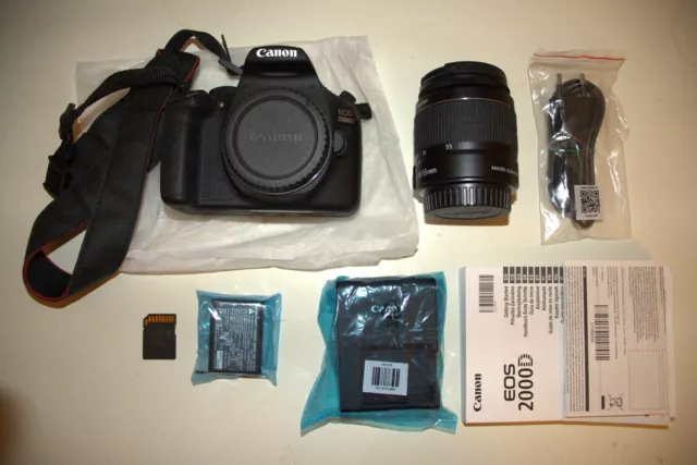 Canon EOS-2000D 24.1MP DSLR Camera - Black (Kit with EF-S 18-55mm IS II Lens)