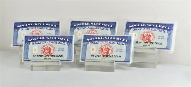 Gold Bars 5 Pack Social Security That Won't Fail! 1/60 Gram 999 Fine