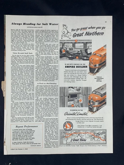 Magazine Ad* - 1949 - Great Northern Railroad - Empire Builder & Oriental Ltd.