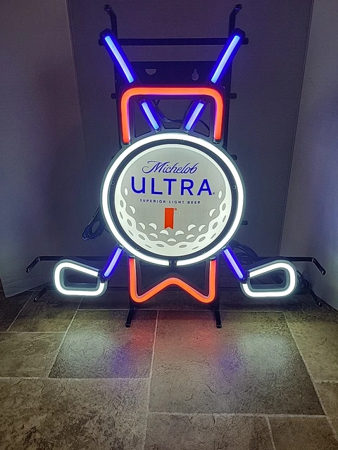Michelob Ultra Beer Golf Clubs & Ball Led Light Up Sign Anheuser Busch Bud New