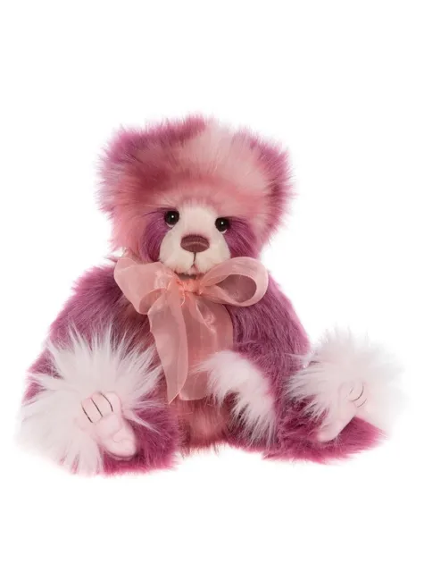 Charlie Bears 2023 | Rose Moon Pink Fluffy Long Plush Teddy Bear With Bow
