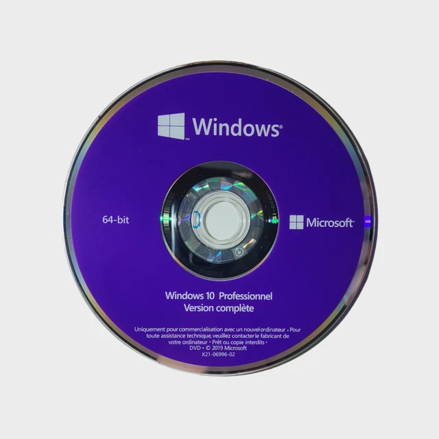 DVD Windows 10 PRO - Version: 1909 (2019) - 64 bits - FR - ( Sans licence )