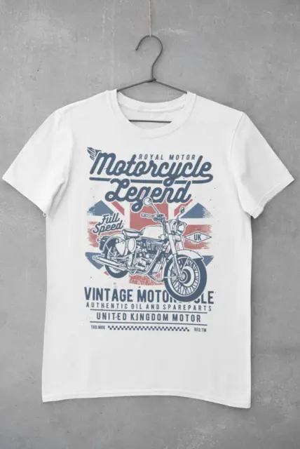 British Biker T Shirt Motorcycle Legend Vintage Motorbike Union Jack Classic