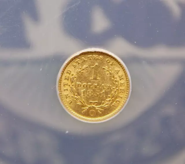 1851 "O" $1 Liberty Head GOLD One Dollar *TYPE 1* $1 ANACS AU58 Details #561