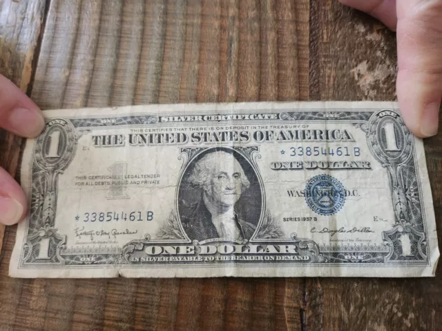 Rare Silver Certificate Blue Seal $1 One Dollar Bill, 1957