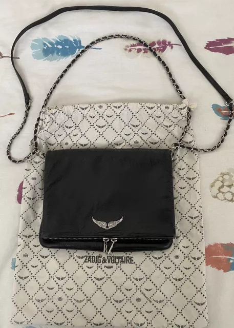 ZADIG VOLTAIRE BLACK Rock Leather Chain handbag 60.00 PicClick UK