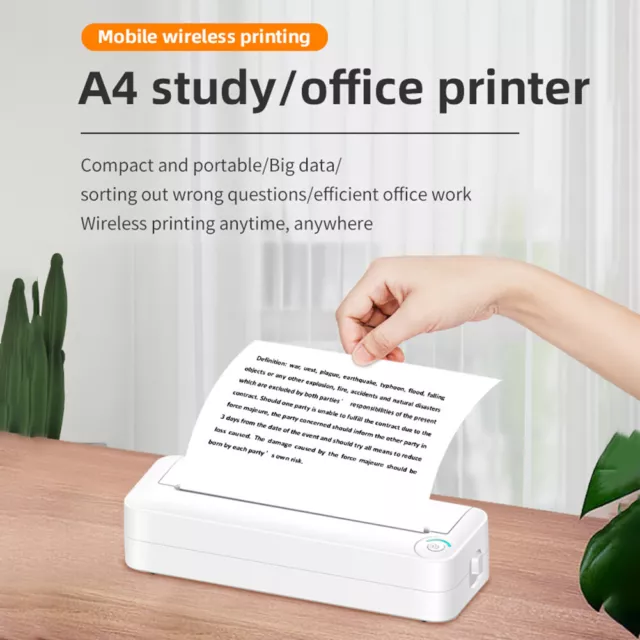 Thermal Printer A4 Maker Mobile Thermal Printer Inkless for Home Office Travel