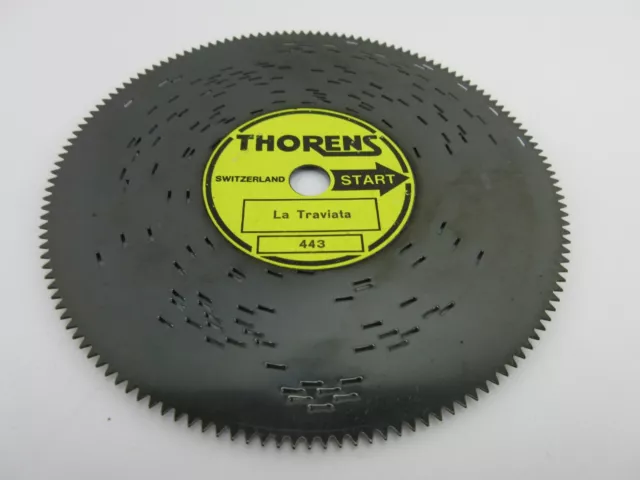 LA TRAVIATA Music Box Disc #443 Thorens 4.5" Vintage Switzerland LA TRAVIATA Music Box Disc #443 Thorens 4.5" Vintage Switzerland