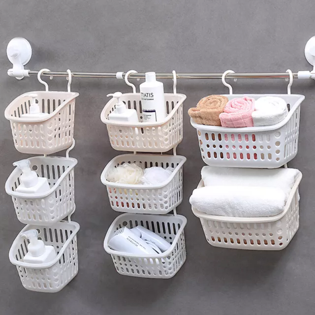 Plastic Storage Hanging Baskets Bathroom Washing Toiletries Shower Organizer FE